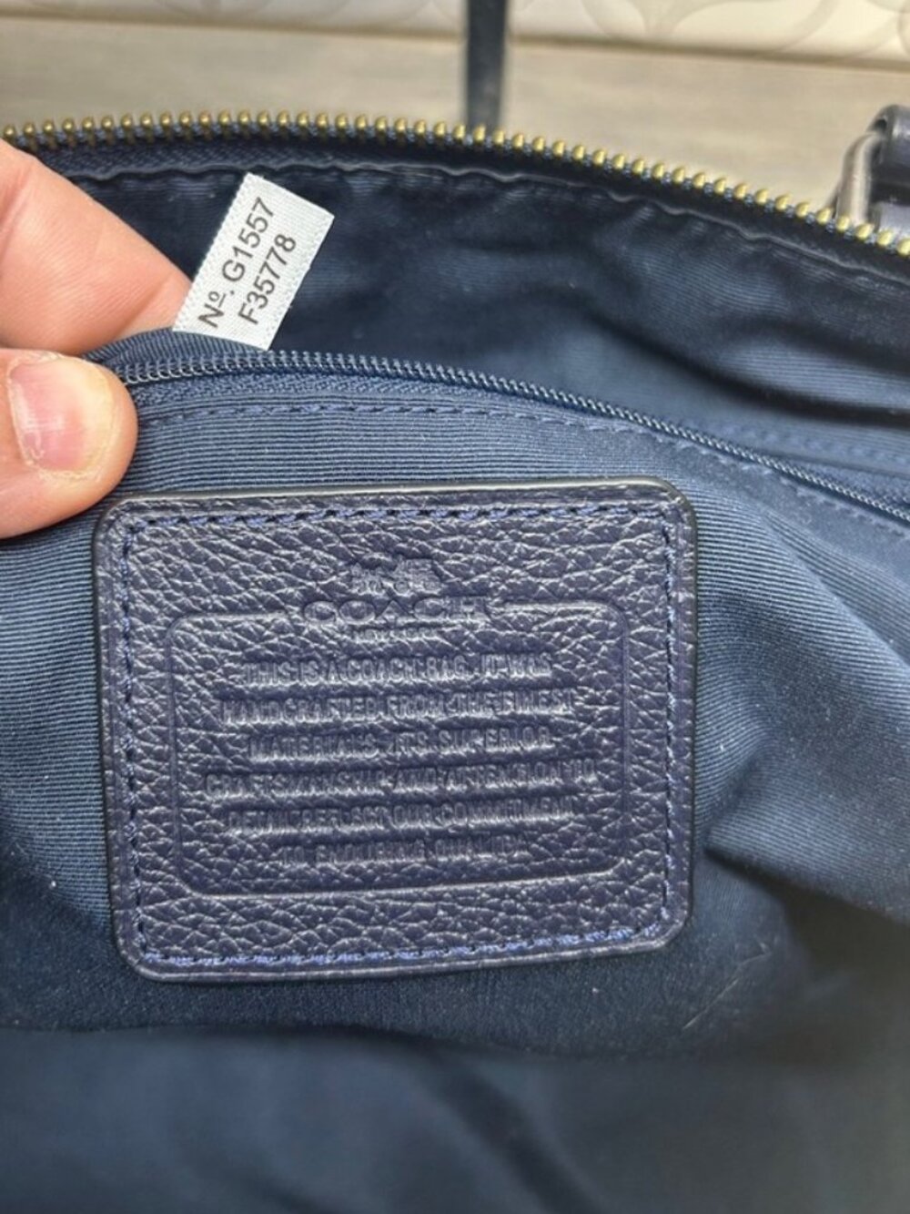Coach Navy Suede Leather Mickie Tote Bag - Picture 5 of 7